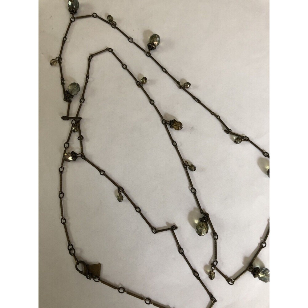Steampunk Necklace Crystal Caviar Fringe Bead Chain Link Cookie Lee 36"